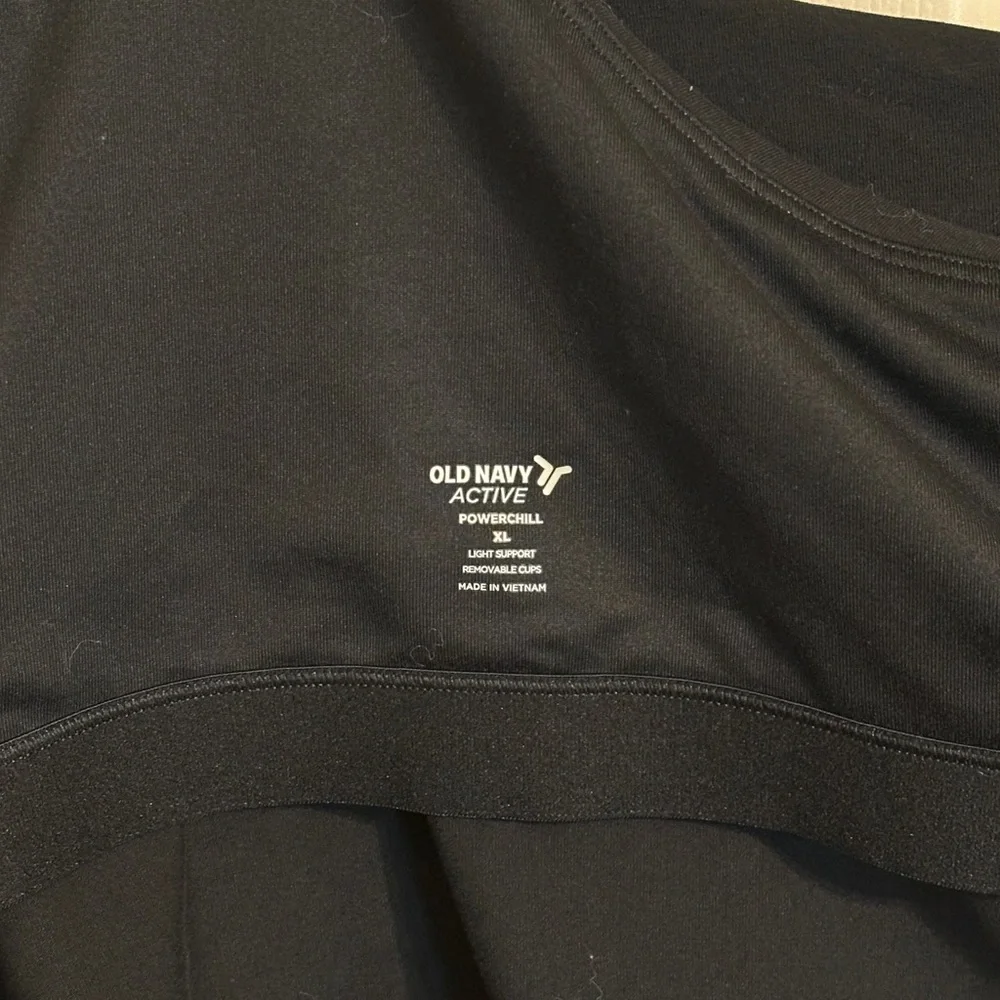 Old Navy Active Powerchill One-Shoulder Light Support Crop Top, Black, Sz XL - Picture 6 of 8